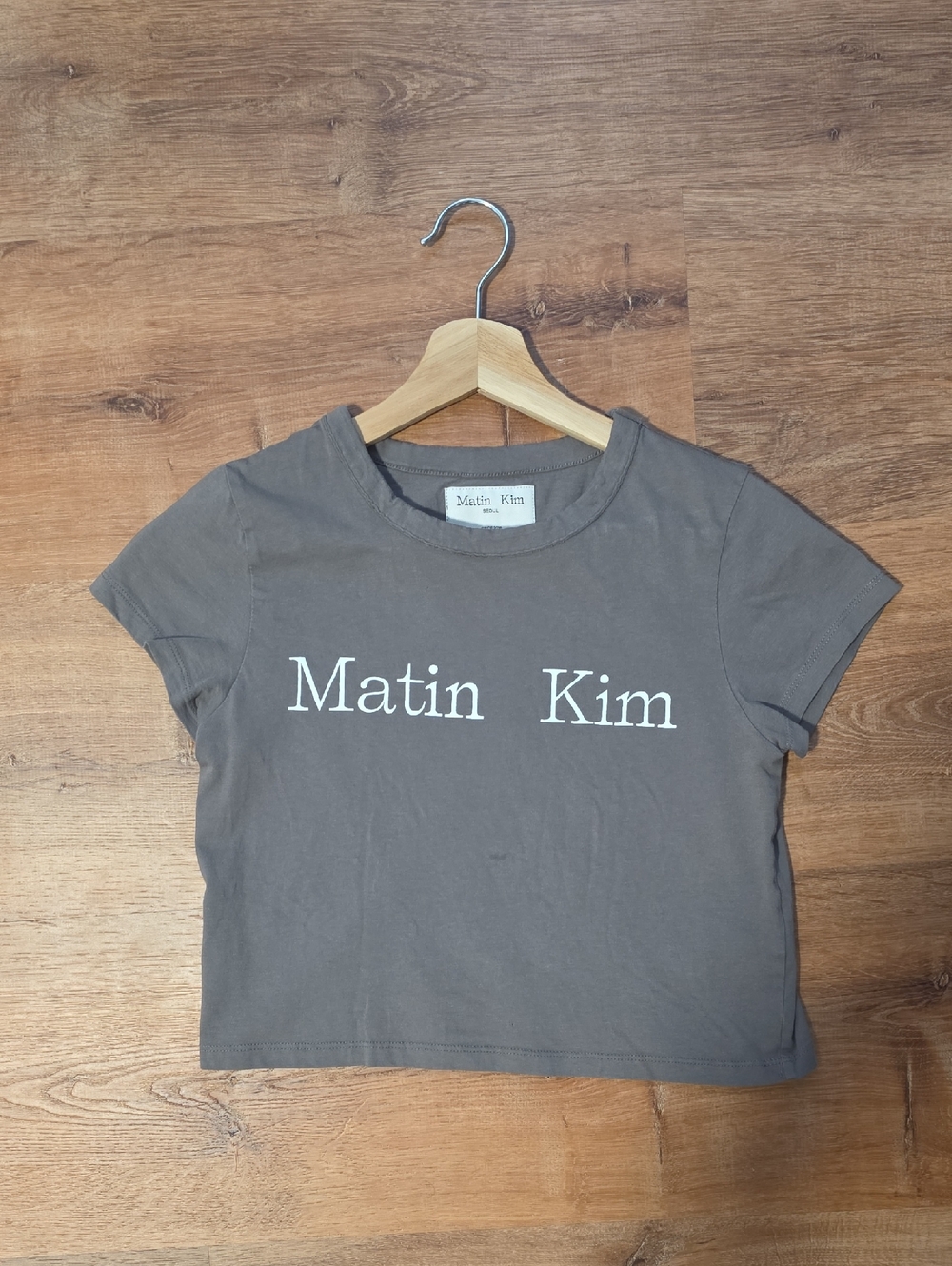 Matin Kim Women's Short Sleeve Logo Tee — Gray